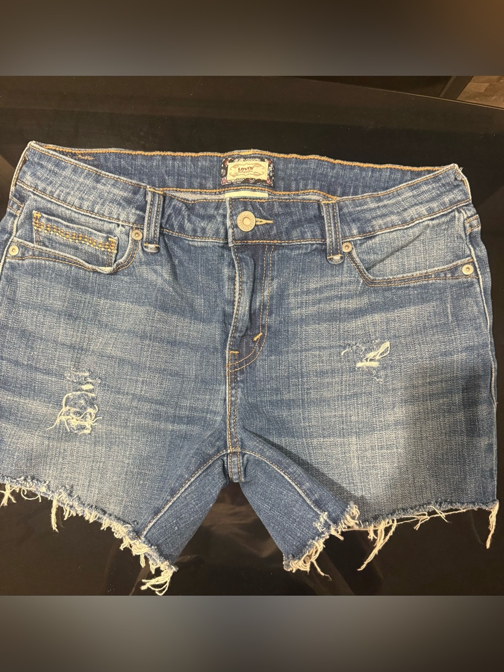 Levi's Blue Distressed Cutoff Denim Shorts